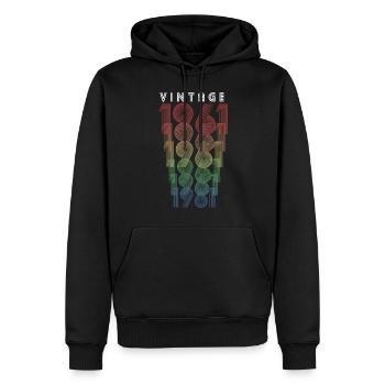 Millésime 1961 Année de naissance 1961 Millésime Anniversaire - Sweat à capuche Premium bio Homme - noir - Devant - Nico (187cm)