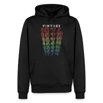 Millésime 1974 Année de naissance 1974 Millésime Anniversaire - Sweat à capuche Premium bio Homme - noir - Devant - Nico (187cm)
