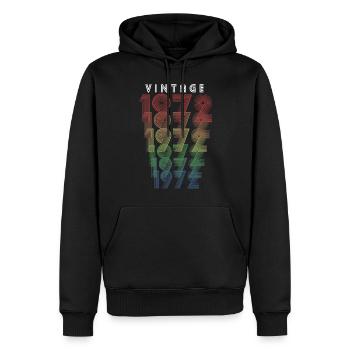 Millésime 1972 Année de naissance 1972 Millésime Anniversaire - Sweat à capuche Premium bio Homme - noir - Devant - Nico (187cm)