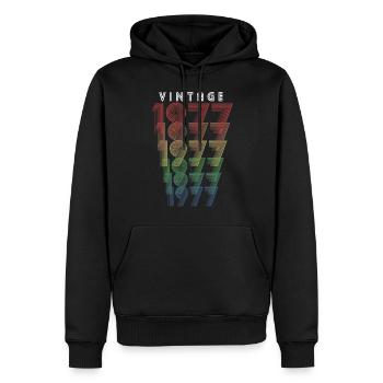 Millésime 1977 Année de naissance 1977 Millésime Anniversaire - Sweat à capuche Premium bio Homme - noir - Devant - Nico (187cm)