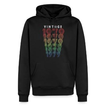 Vintage 1979 Geburtsjahr 1979 Jahrgang Geburtstag - Männer Premium Bio Hoodie - Schwarz - Vorne - Nico (187cm)