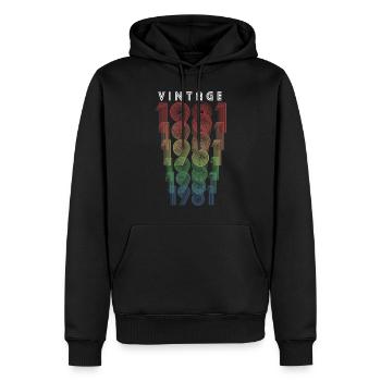 Millésime 1981 Année de naissance 1981 Millésime Anniversaire - Sweat à capuche Premium bio Homme - noir - Devant - Nico (187cm)