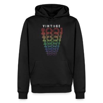 Millésime 2001 Année de naissance 2001 Millésime Anniversaire - Sweat à capuche Premium bio Homme - noir - Devant - Nico (187cm)