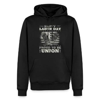 Happy Labor Day - Proud to be Union für Patriot - Männer Premium Bio Hoodie - Schwarz - Vorne - Nico (187cm)