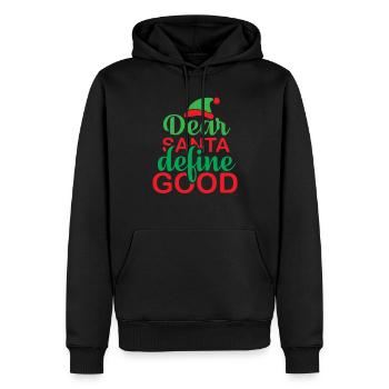 Lustiges Lieber Weihnachtsmann definiere gut - Männer Premium Bio Hoodie - Schwarz - Vorne - Nico (187cm)