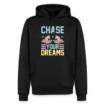 Vivez vos rêves Licorne - Sweat à capuche Premium bio Homme - noir - Devant - Nico (187cm)
