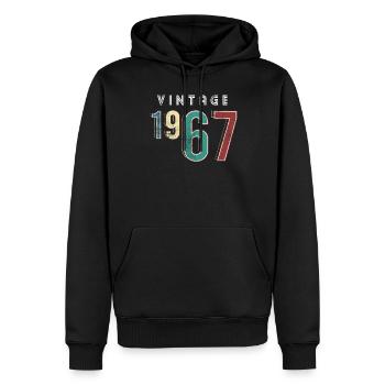 Millésime 1967 Anniversaire Né année 1967 - Sweat à capuche Premium bio Homme - noir - Devant - Nico (187cm)