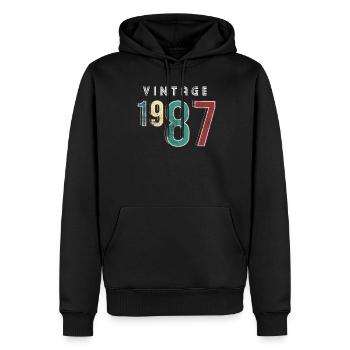 Millésime 1987 Anniversaire Né année 1987 - Sweat à capuche Premium bio Homme - noir - Devant - Nico (187cm)