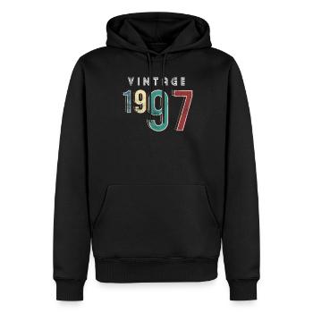 Millésime 1997 Anniversaire Né année 1997 - Sweat à capuche Premium bio Homme - noir - Devant - Nico (187cm)