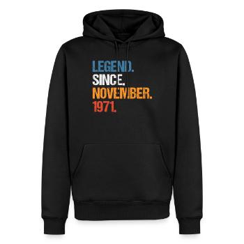 Légende depuis novembre 1971 Anniversaire - Sweat à capuche Premium bio Homme - noir - Devant - Nico (187cm)