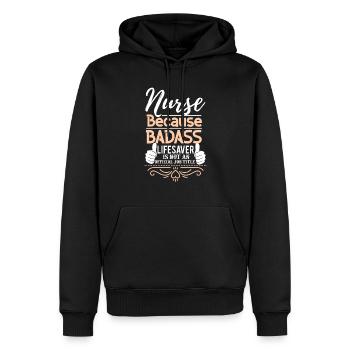 NURSE BECAUSE TOUGH - Men’s Premium Organic Hoodie - black - Front - Nico (187cm)