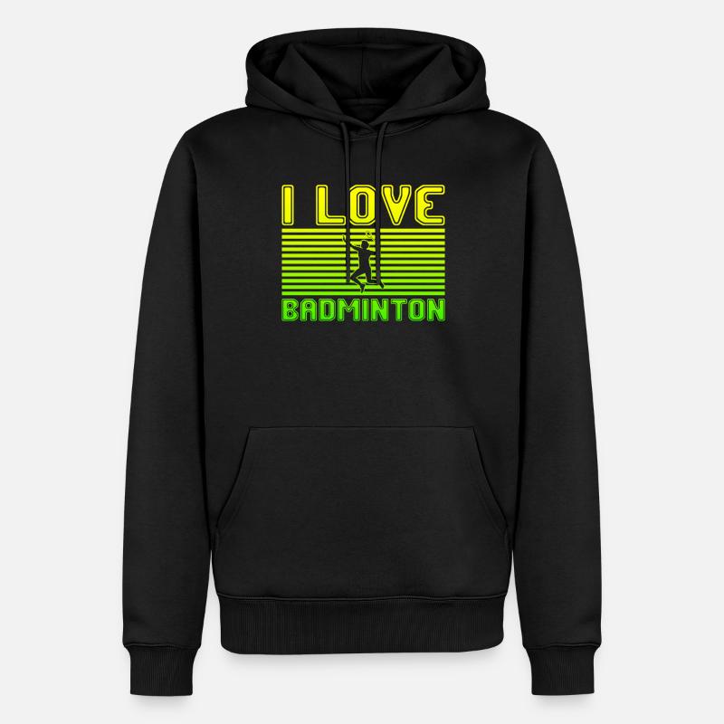 J’adore le badminton - Sweat à capuche Premium bio Homme - noir
