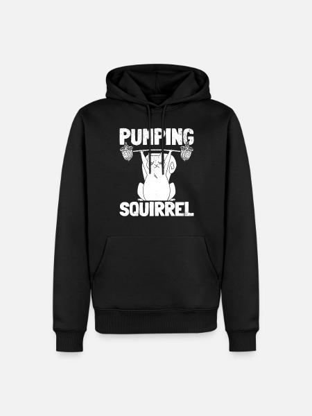 Pumping Squirrel Powerlifting Squirrel - Men’s Premium Organic Hoodie - black