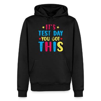 Test Day Kids - C’est le jour du test que vous avez - Sweat à capuche Premium bio Homme - noir - Devant - Nico (187cm)