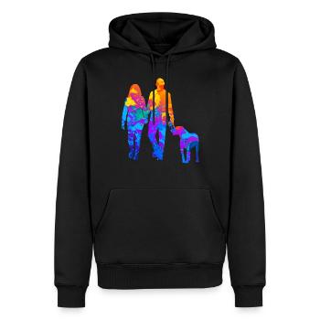 Propriétaire Chien Propriétaire Maîtresse Chien Promenade - Sweat à capuche Premium bio Homme - noir - Devant - Nico (187cm)