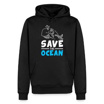 Baleine Poisson Vie Protection de l’environnement Planète Océan Mer - Sweat à capuche Premium bio Homme - noir - Devant - Nico (187cm)