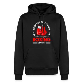 Enfilez vos gants de boxe Lutte Boxe Boxe Boxe Boxe - Sweat à capuche Premium bio Homme - noir - Devant - Nico (187cm)