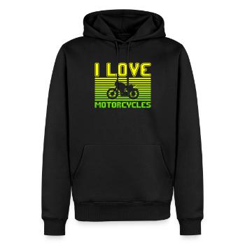 I love motorcycles - Men’s Premium Organic Hoodie - black - Front - Nico (187cm)