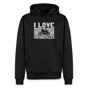 I love motorcycles - Men’s Premium Organic Hoodie - black - Front - Nico (187cm)