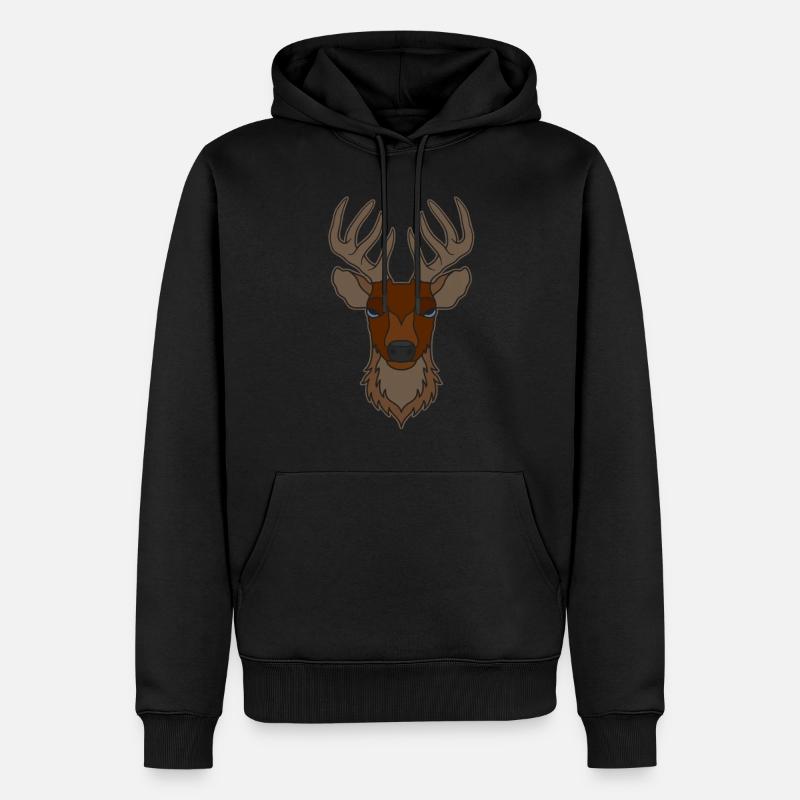 Rothirsch Geweih mit Hirschgeweih - Männer Premium Bio Hoodie - Schwarz