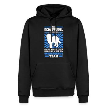 Schafpudel und Ich zotthaariger Hütepudel - Männer Premium Bio Hoodie - Schwarz - Vorne - Nico (187cm)