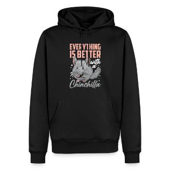 Chinchillas alles besser mit Wollmaus Chinchilla - Männer Premium Bio Hoodie - Schwarz - Vorne - Nico (187cm)