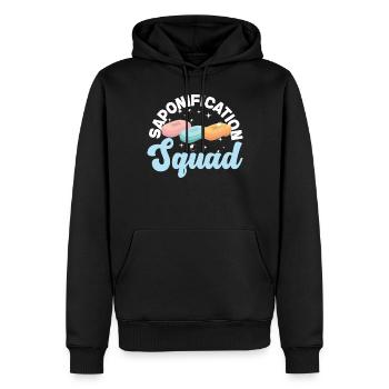 Fabrication de savon - Sweat à capuche Premium bio Homme - noir - Devant - Nico (187cm)