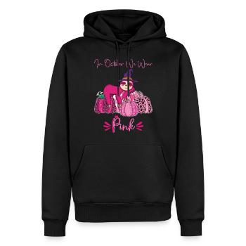 En octobre, nous portons le cancer du sein de la paresse rose - Sweat à capuche Premium bio Homme - noir - Devant - Nico (187cm)
