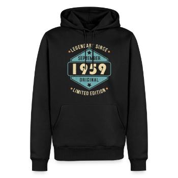 Septembre 1959 Vintage Retro Anniversaire - Sweat à capuche Premium bio Homme - noir - Devant - Nico (187cm)