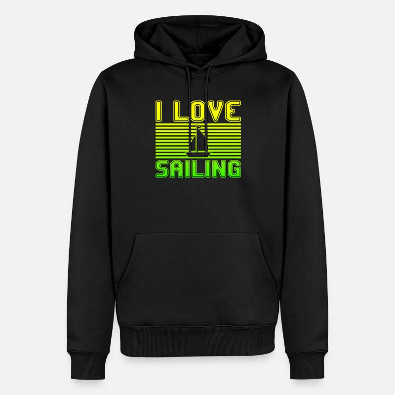 I love sailing - Männer Premium Bio Hoodie - Schwarz