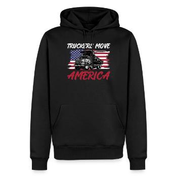 Chauffeur de camion - Truckers Move America - Sweat à capuche Premium bio Homme - noir - Devant - Nico (187cm)