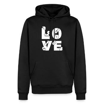 Écureuil AMOUR Mignon Écureuil - Sweat à capuche Premium bio Homme - noir - Devant - Nico (187cm)