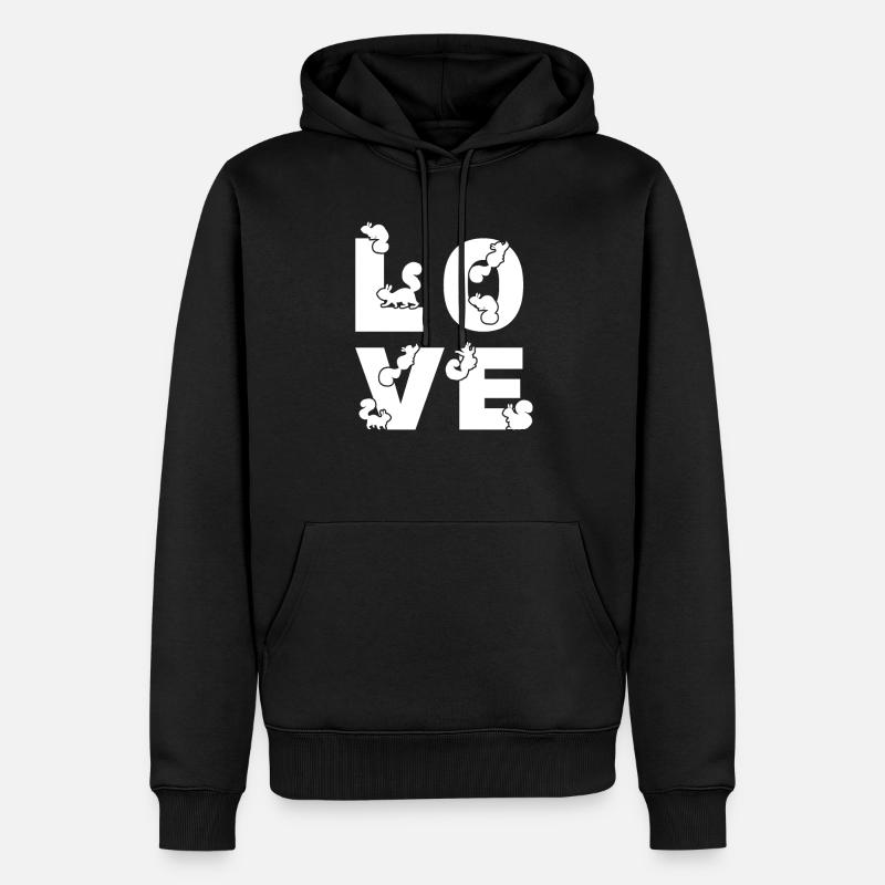 Écureuil AMOUR Mignon Écureuil - Sweat à capuche Premium bio Homme - noir