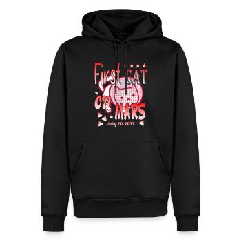 Premier chat sur Mars - Sweat à capuche Premium bio Homme - noir - Devant - Nico (187cm)