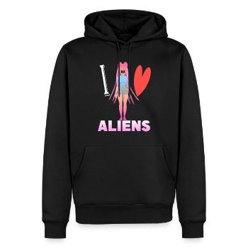 Ich liebe Aliens - Männer Premium Bio Hoodie - Schwarz - Vorne - Nico (187cm)