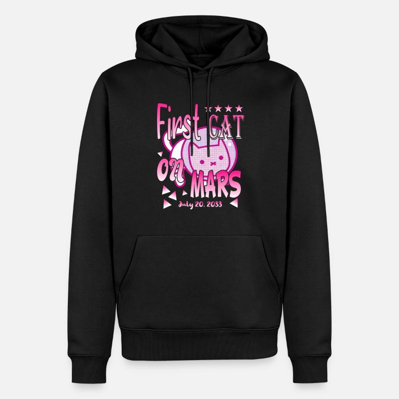 First Cat on Mars - Männer Premium Bio Hoodie - Schwarz
