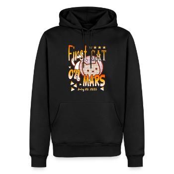 Premier chat sur Mars - Sweat à capuche Premium bio Homme - noir - Devant - Nico (187cm)