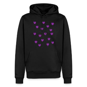 Cœurs violets - Sweat à capuche Premium bio Homme - noir - Devant - Nico (187cm)