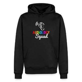 Audiology squad, audiologist - Men’s Premium Organic Hoodie - black - Front - Nico (187cm)