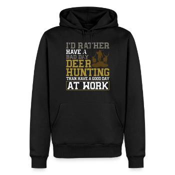 Chasseur de cerfs buck J’aurais - Sweat à capuche Premium bio Homme - noir - Devant - Nico (187cm)