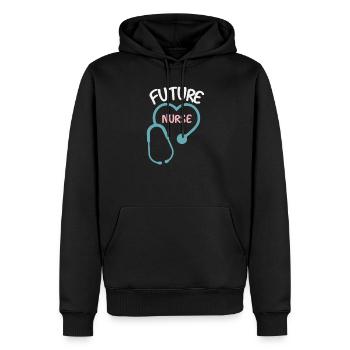 Future infirmière - Sweat à capuche Premium bio Homme - noir - Devant - Nico (187cm)