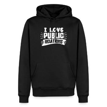 Ich Liebe Public Relations PR Beruf Job - Männer Premium Bio Hoodie - Schwarz - Vorne - Nico (187cm)