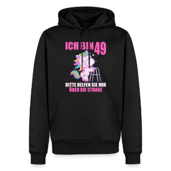 Ich bin 49 Bitte helfen Sie mir über Straße - Männer Premium Bio Hoodie - Schwarz - Vorne - Nico (187cm)