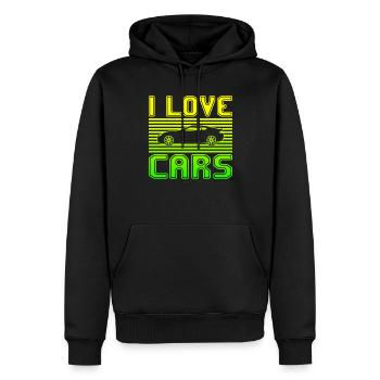 I love cars - Männer Premium Bio Hoodie - Schwarz - Vorne - Nico (187cm)