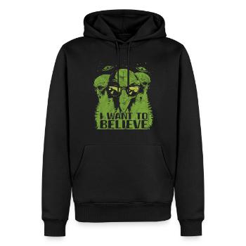 Étranger - Sweat à capuche Premium bio Homme - noir - Devant - Nico (187cm)
