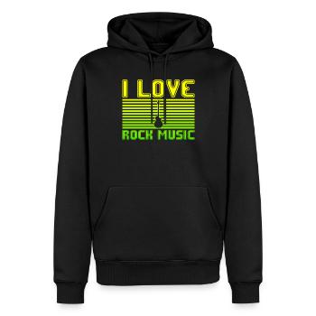 J’adore la musique rock - Sweat à capuche Premium bio Homme - noir - Devant - Nico (187cm)