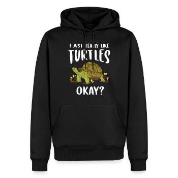 Turtle Relaxed Chill Sea Ocean Beach - Men’s Premium Organic Hoodie - black - Front - Nico (187cm)