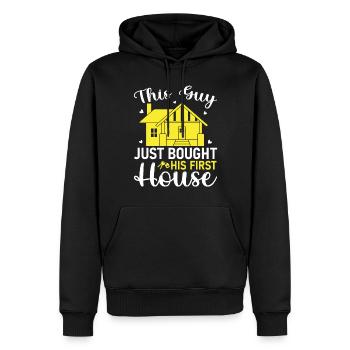 Housewarming Party - This Guy Just Bought His Firs - Men’s Premium Organic Hoodie - black - Front - Nico (187cm)