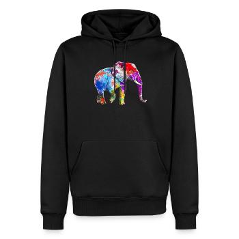 Éléphant - Sweat à capuche Premium bio Homme - noir - Devant - Nico (187cm)