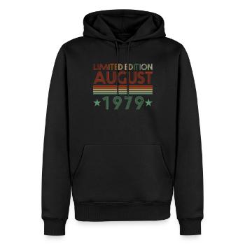 43ème anniversaire Août né 1979 Idée cadeau - Sweat à capuche Premium bio Homme - noir - Devant - Nico (187cm)
